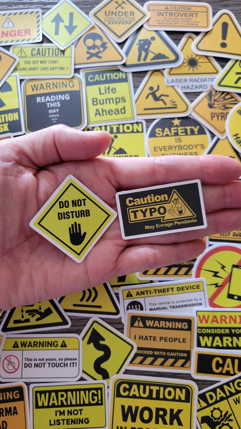 50pcs Road Safety Warning Caution Sign Stickers /waterproof Decals ...