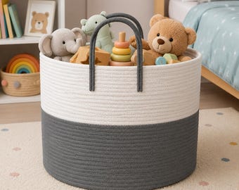 Foldable cotton storage basket 51x33cm