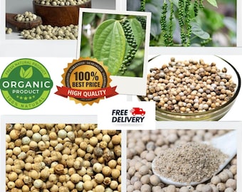Organic Dry White Pepper | Whole White Peppercorns | Natural Spice | Chemical-Free | Premium Grade | Ceylon Dried Pepper