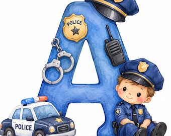 Aquarell-Polizei-Alphabetbuchstabe