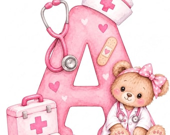 Rosa Medizin Krankenschwester Alphabet