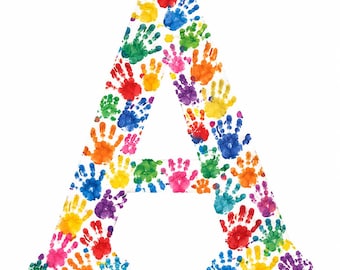 Regenbogen-Handabdruck-Alphabetbuchstabe