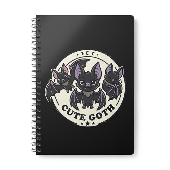 Goth Bats A5 Notebook | Wire-Bound Journal with Lined Paper