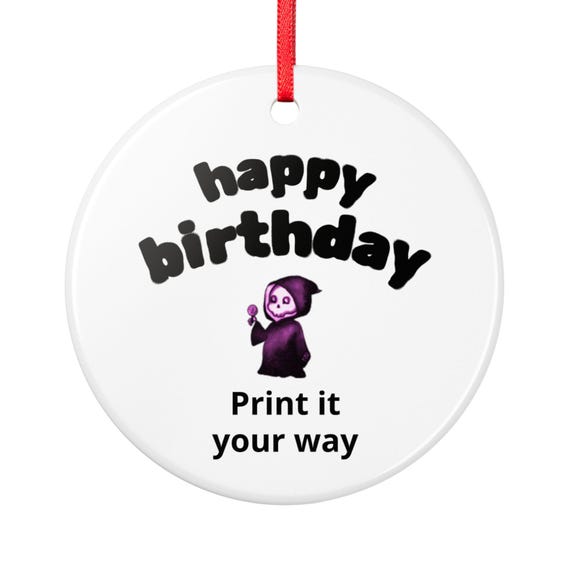 Grim Reaper Birthday Ornament | Spooky Celebration Ceramic Keepsake