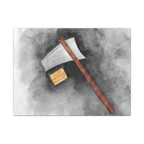 Bloody Axe Illustration Matte Canvas | Horror Weapon Wall Art