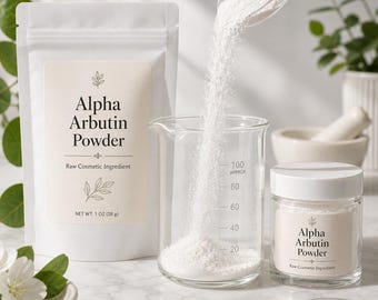 Alpha Arbutin Powder | Raw Cosmetic Ingredient | DIY Skincare Formulation Supply | Serum Cream & Lotion Making