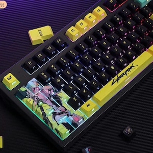 Cyberpunk Edgerunners mechanical keycaps – Set 124 PBT keys ASA profile