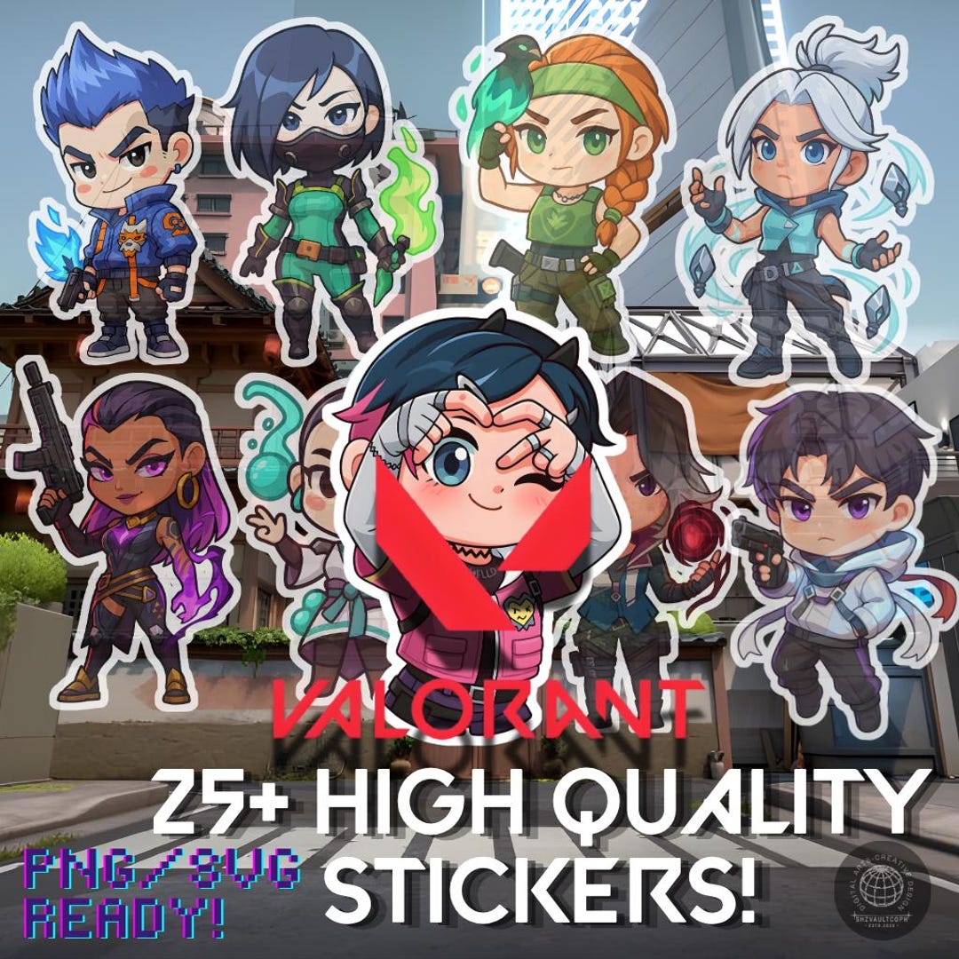 Valorant Chibi Agent Stickers, Gaming PNG SVG Bundle (digital Download ...