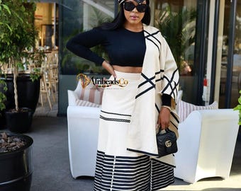 Xhosa Traditional 3-Piece Outfit, Wrap Skirt, head wrap & scarf