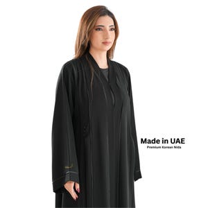 Black Abaya | Layered Front, Korean Nida Fabric, UAE Made, Modest Daily Wear