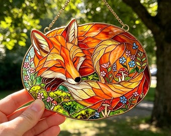 Bunt Glas Fuchs Wanddeko – Von der Natur inspiriertes Wohndekor, Bunte Glaskunst, Geschenk für Fuchsliebhaber, Boho Dekoration, Einzigartige Geschenke für Sie