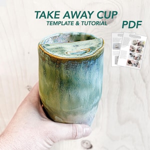 Plantilla en PDF para tazas de café para llevar. Patrón de cerámica. Crea tu propia taza de cerámica.