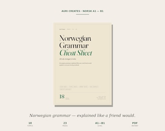 Hoja de trucos de gramática noruega / Guía de bokmål A1-B1 (Descargar PDF)