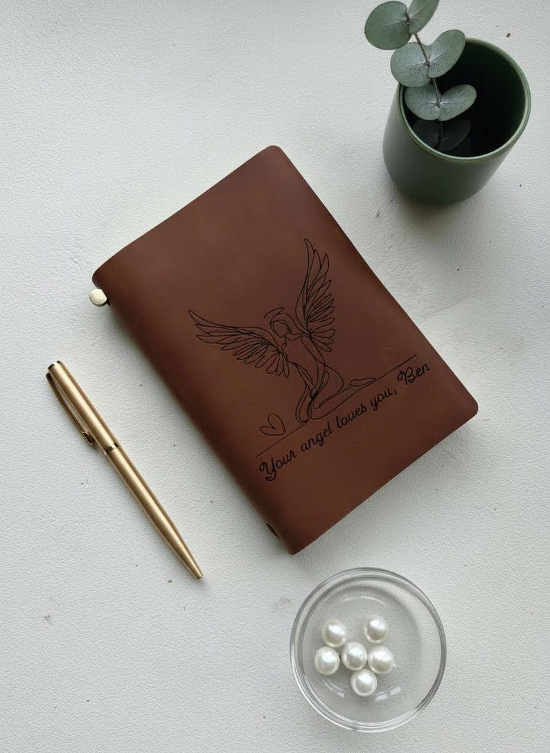 100% Genuine Leather Journal Cover, Astrology Crystal Charm, Refillable ...