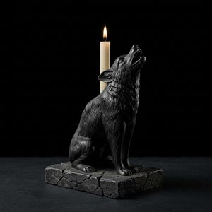 Portacandele a forma di lupo gotico in resina, decorazione di Halloween, ornamento a forma di pipistrello, decorazione per la casa a tema strega, regalo spettrale, decorazione autunnale per lei