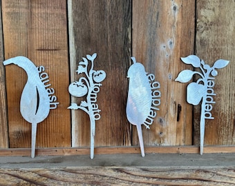 Metal Garden Stakes, Vegetable Plant Markers, USA Made Steel (9 inches tall)