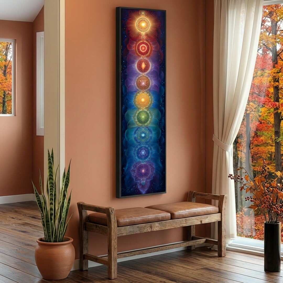 Vibrant Chakra Alignment Canvas, Spiritual Energy Wall Art, Colorful ...