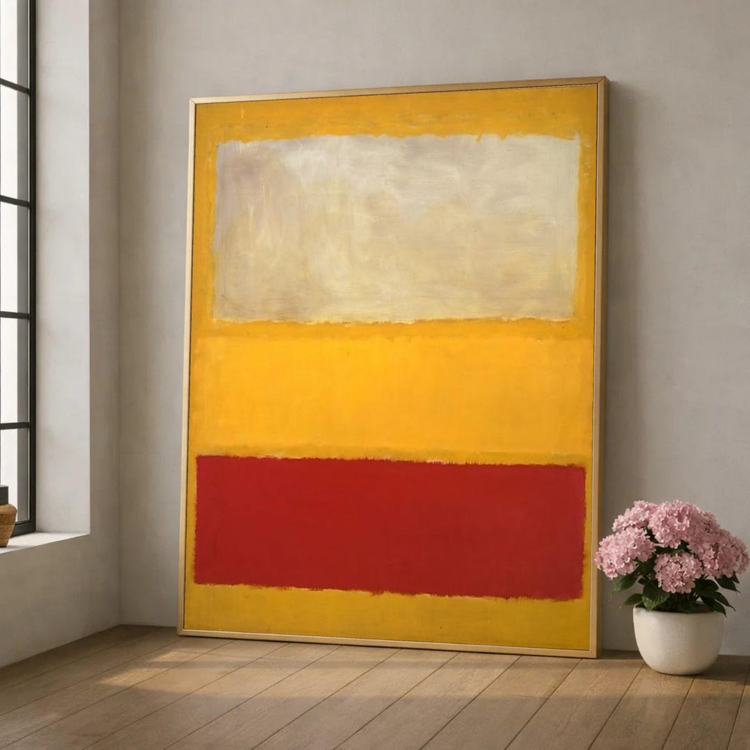 Modern Abstract Color Blocks Canvas Wall Art, Minimalist Yellow Red ...