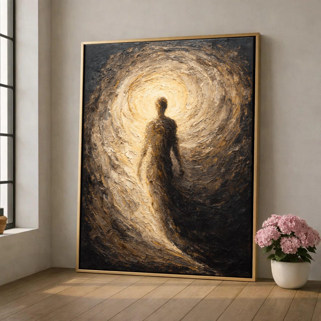 Abstract Human Silhouette Canvas, Light and Shadow Artwork, Spiritual ...