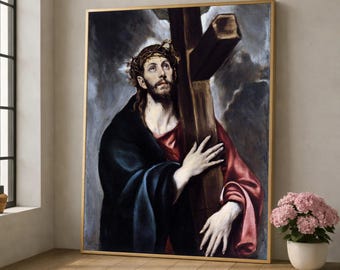 El Greco Christ Carrying the Cross Canvas, Religious Wall Art, Christian Spiritual Canvas, Classic Renaissance Painting, Home Decoration Art