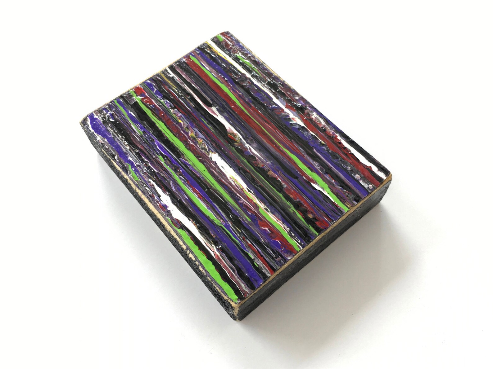 Vibrant Acrylic Painting Original Art on Wood Block Shelf Etsy