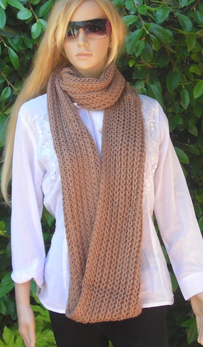 Hand Knitted Infinity Scarf Bold Knit Scarf Multi Etsy