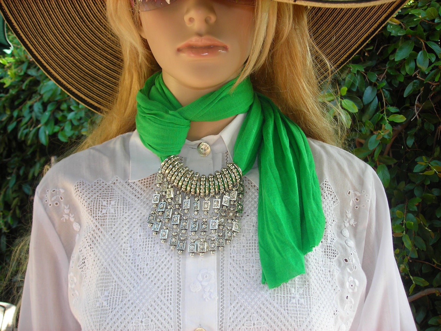 Scarf With Jewelry Jewelry Scarf Necklace Scarf Fringe Scarf Etsy