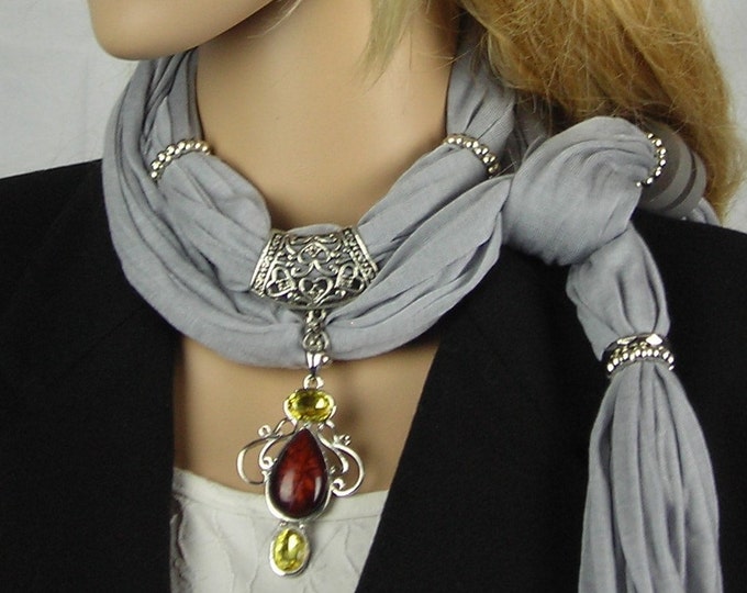 Scarf With Jewelry Jewelry Scarf Scarves With Pendants Etsy