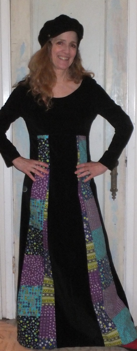 1960's-70's Maxi Black Velvet Dress - image 2