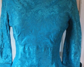 1960's Maxi Dress, Long Turquoise Blue Dress, Handmade Dress