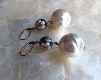 Cloissione and Pearl Reclaimed Earrings