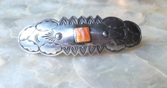 Sterling Silver Barrette A. Secatero Navajo Silver