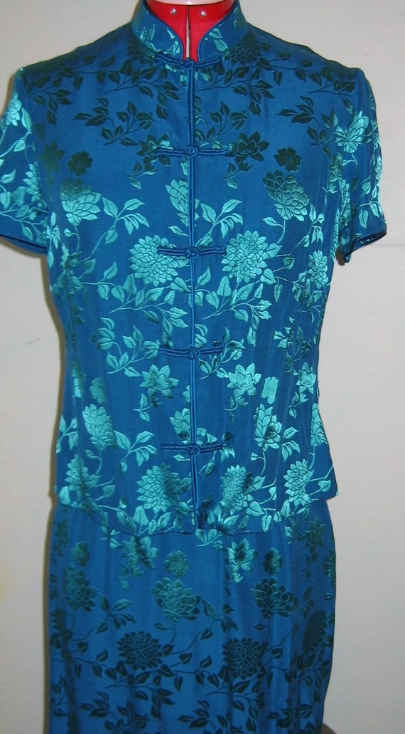 Asian Silk Damask Dress - image 1