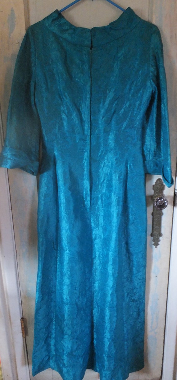 1960's Maxi Dress, Long Turquoise Blue Dress, Han… - image 7