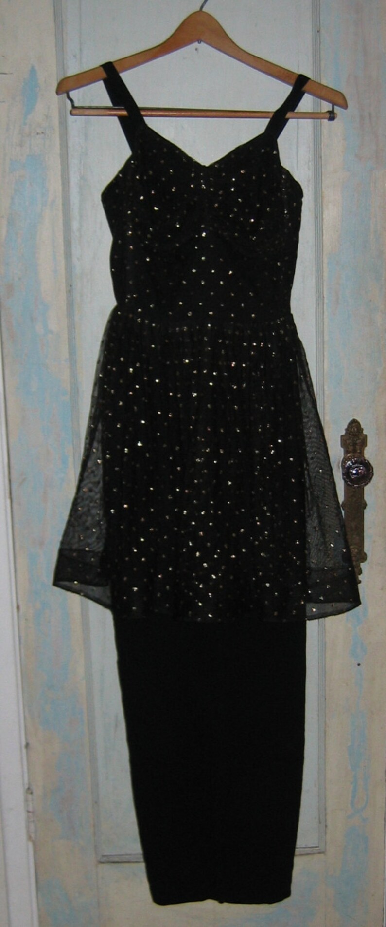 black and gold tulle dress