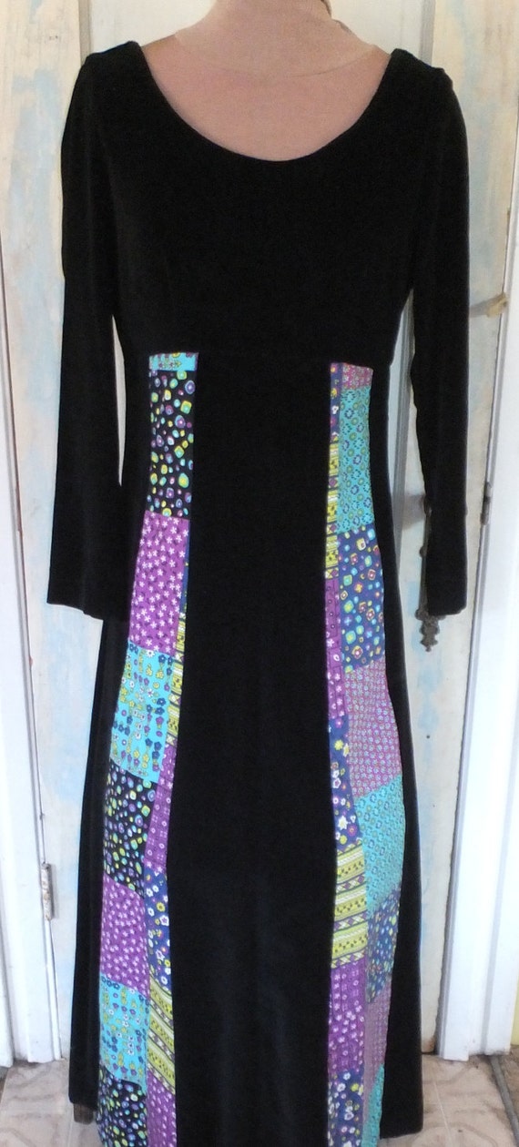1960's-70's Maxi Black Velvet Dress - image 5