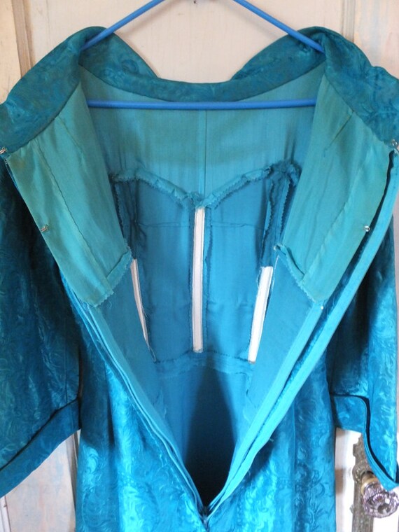 1960's Maxi Dress, Long Turquoise Blue Dress, Han… - image 4