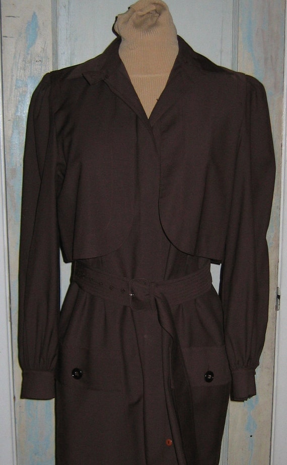 Adele Simpson Brown Wool Dress/Trench Coat - image 3