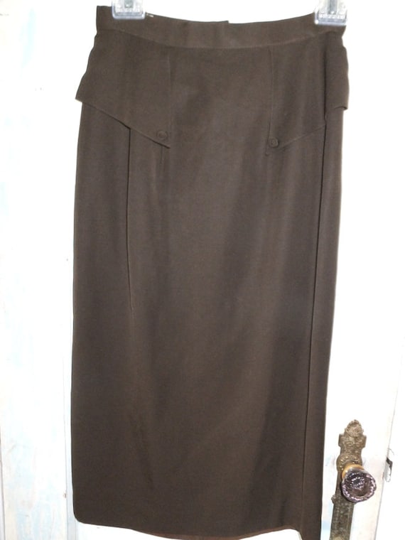 1940's Style Women's Brown Skirt, Vintage Brown Sk