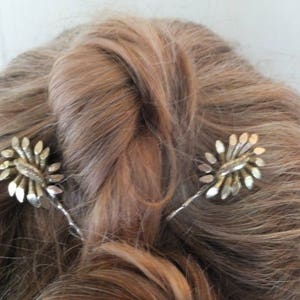 Gold toned vintage bobby pins, hair pin, hair clip ,accessories, reclaimed earrings image 2