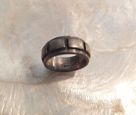 Vintage Sterling Silver Band Ring - Signed Vintag… - image 1