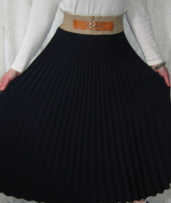 Navy Blue Accordion Pleated Skirt - image 3