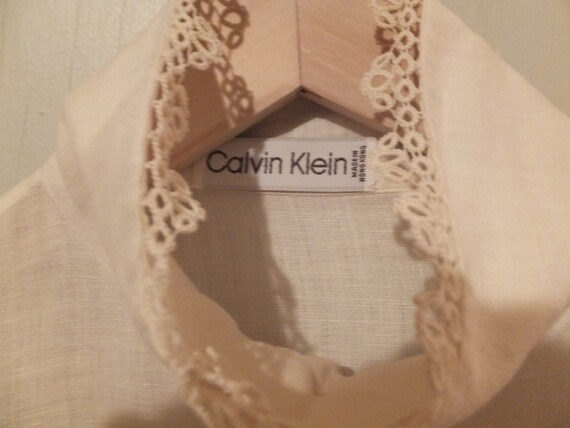 Calvin Klein Blouse Linen Tatting Lace - image 2