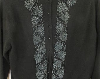 1950's Black Beaded Sweater