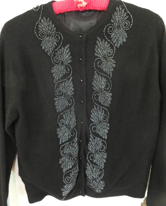 1950's Black Beaded Sweater