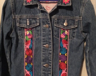 Embellished Denim Jacket, Embroidered Denim Jacket, Hmong embroidery