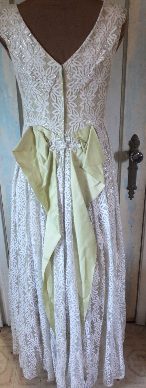 1950's Long Lace Dress, Maxi, Floor Length Gown Pr