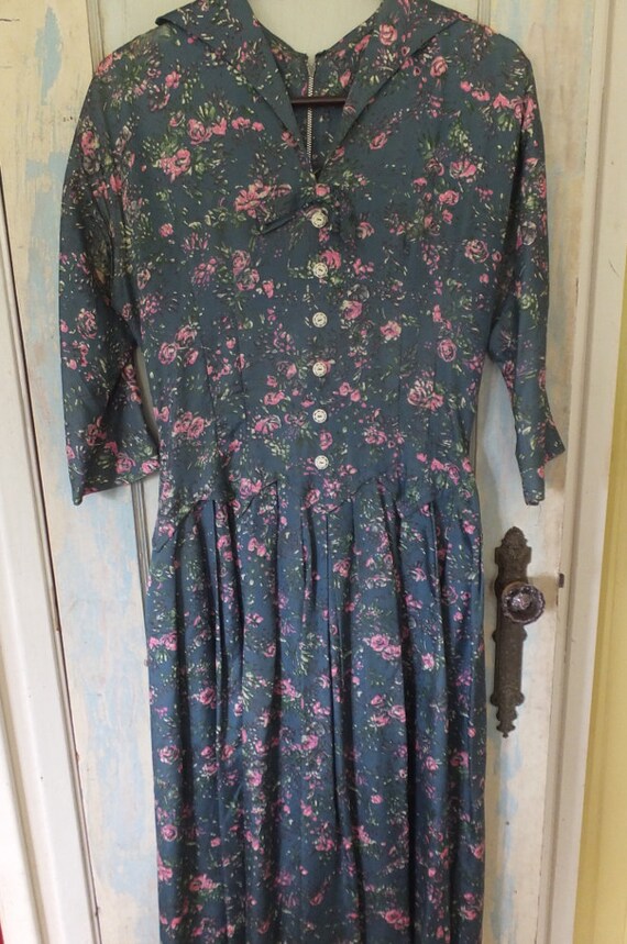 1950's  Floral Dress , Handmade Dress, Flowered D… - image 3