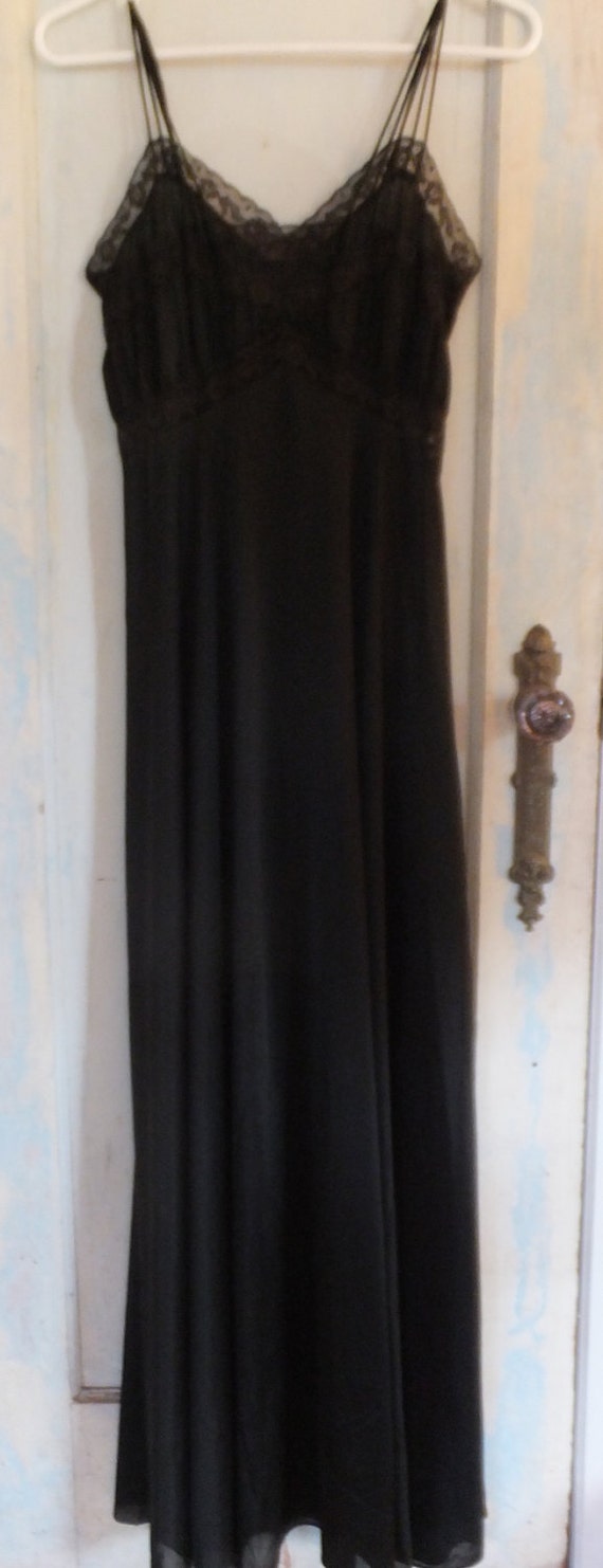 1950's Black Lingerie, Night Gown, Peignor, Floor… - image 2