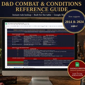 DnD 5e Combat and Conditions Reference | 2014 and 2024 SRD Rules | Google Sheets Quick Reference
